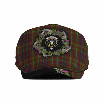 MacMaster (McMaster) Scottish Tartan White Heather With Thistle Flat Cap, Jeff Cap Beir Buaidh!