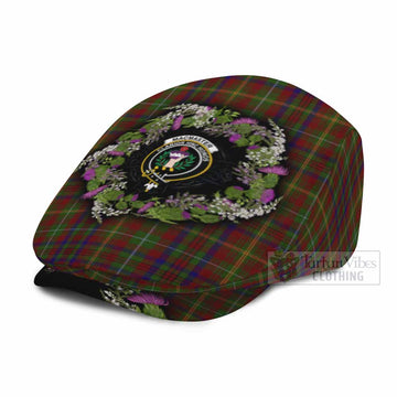MacMaster (McMaster) Scottish Tartan White Heather With Thistle Flat Cap, Jeff Cap Beir Buaidh!