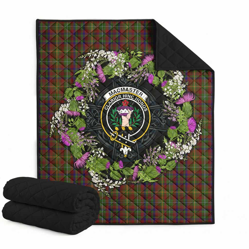 MacMaster (McMaster) Scottish Tartan White Heather With Thistle Premium Quilt Beir Buaidh! Super King Quilt 91" x 110" - Tartan Vibes Clothing