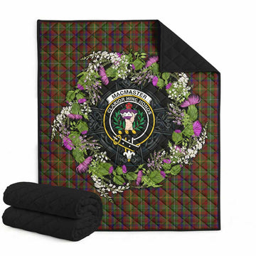 MacMaster (McMaster) Scottish Tartan White Heather With Thistle Premium Quilt Beir Buaidh! Super King Quilt 91" x 110" - Tartan Vibes Clothing