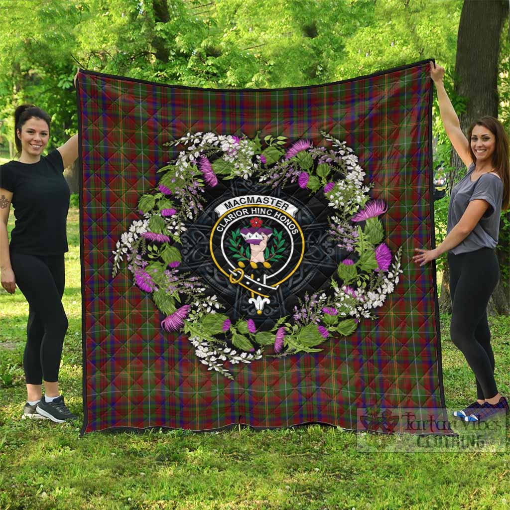 MacMaster (McMaster) Scottish Tartan White Heather With Thistle Premium Quilt Beir Buaidh! - Tartan Vibes Clothing