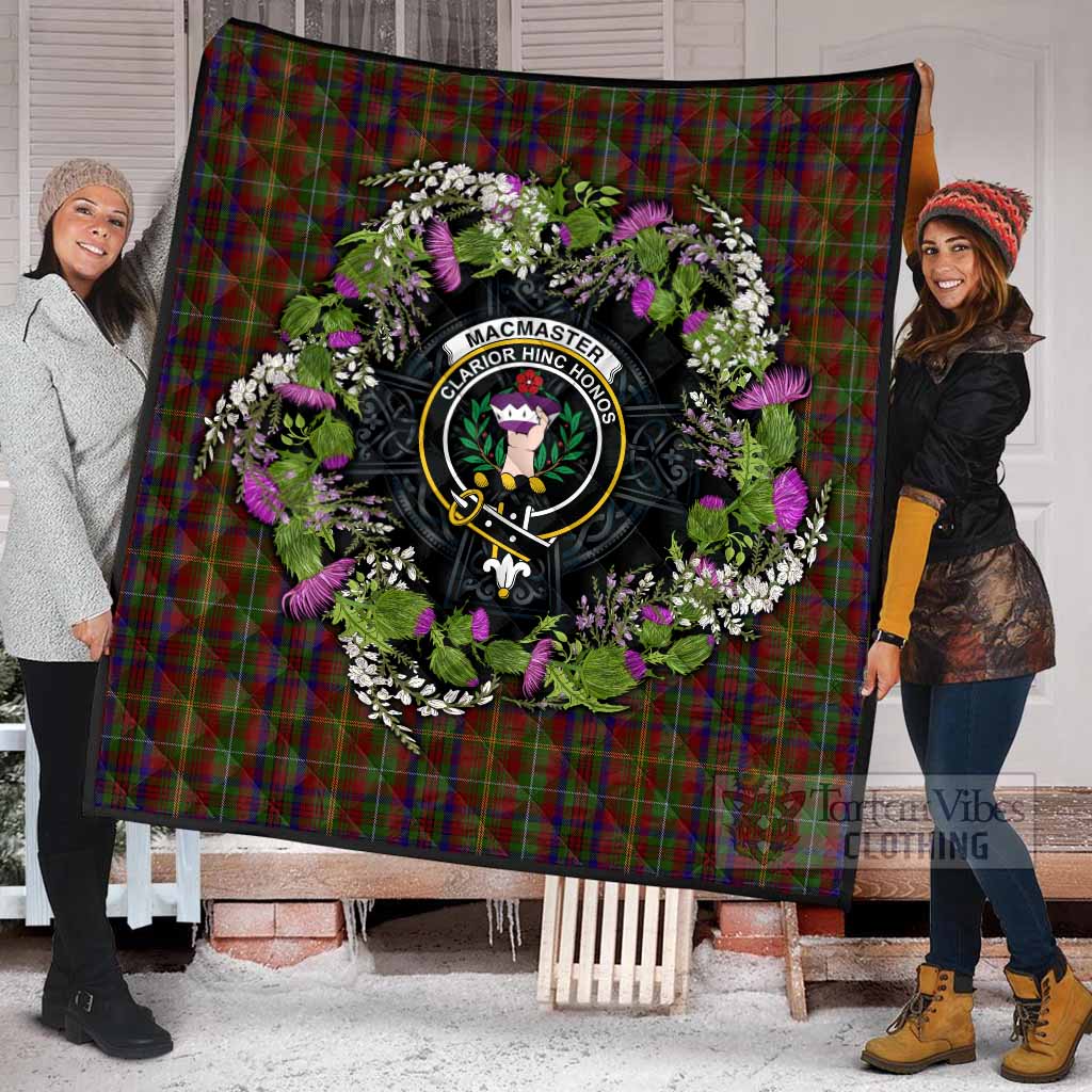 MacMaster (McMaster) Scottish Tartan White Heather With Thistle Premium Quilt Beir Buaidh! - Tartan Vibes Clothing