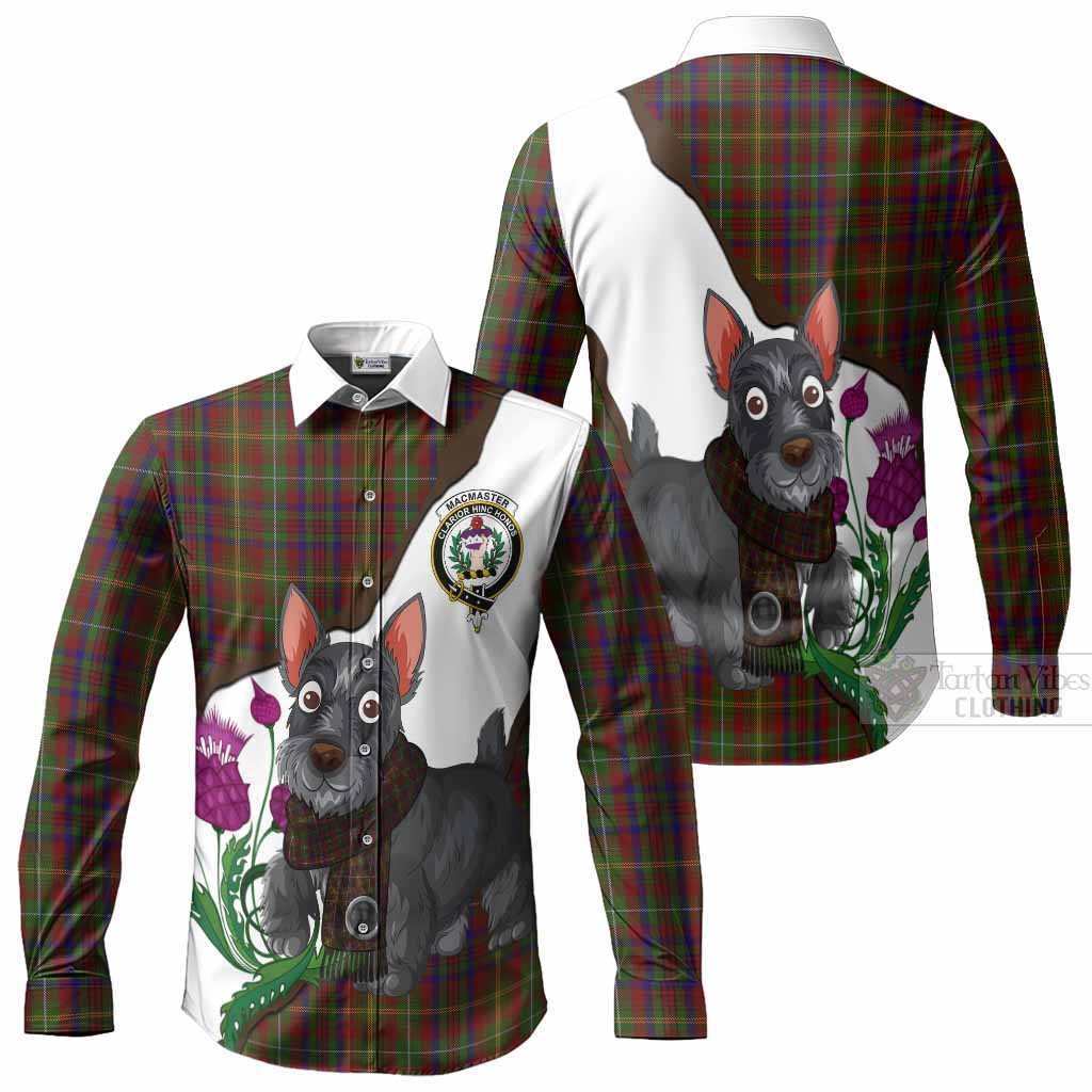 MacMaster (McMaster) Scottish Terrier Tartan Crest Long Sleeve Button Shirts Thistle Heritage Art Men's Shirt - Tartan Vibes Clothing