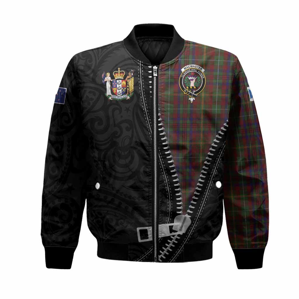 MacMaster (McMaster) Tartan Bomber Jacket New Zealand Pattern Unique Zipper Stylized Unisex Black - Tartan Vibes Clothing