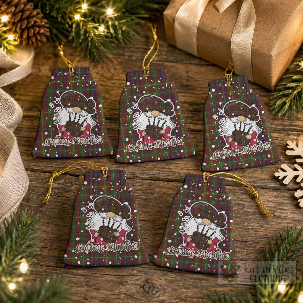 MacMaster (McMaster) Tartan Ceramic Bell Ornament Gnome Bagpiper - Chistmas Tree Decor Pack of 5 - Tartan Vibes Clothing