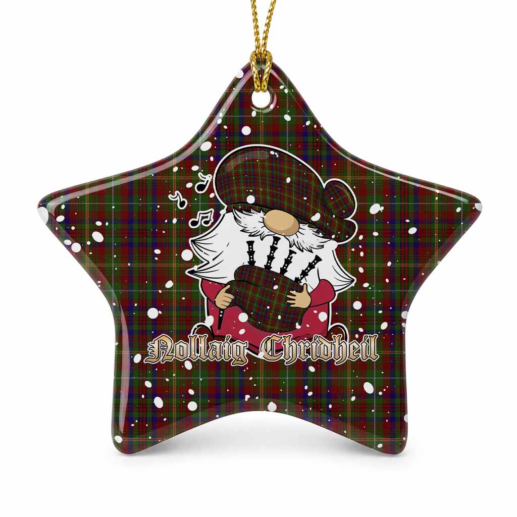 MacMaster (McMaster) Tartan Ceramic Star Ornament Gnome Bagpiper - Chistmas Tree Decor