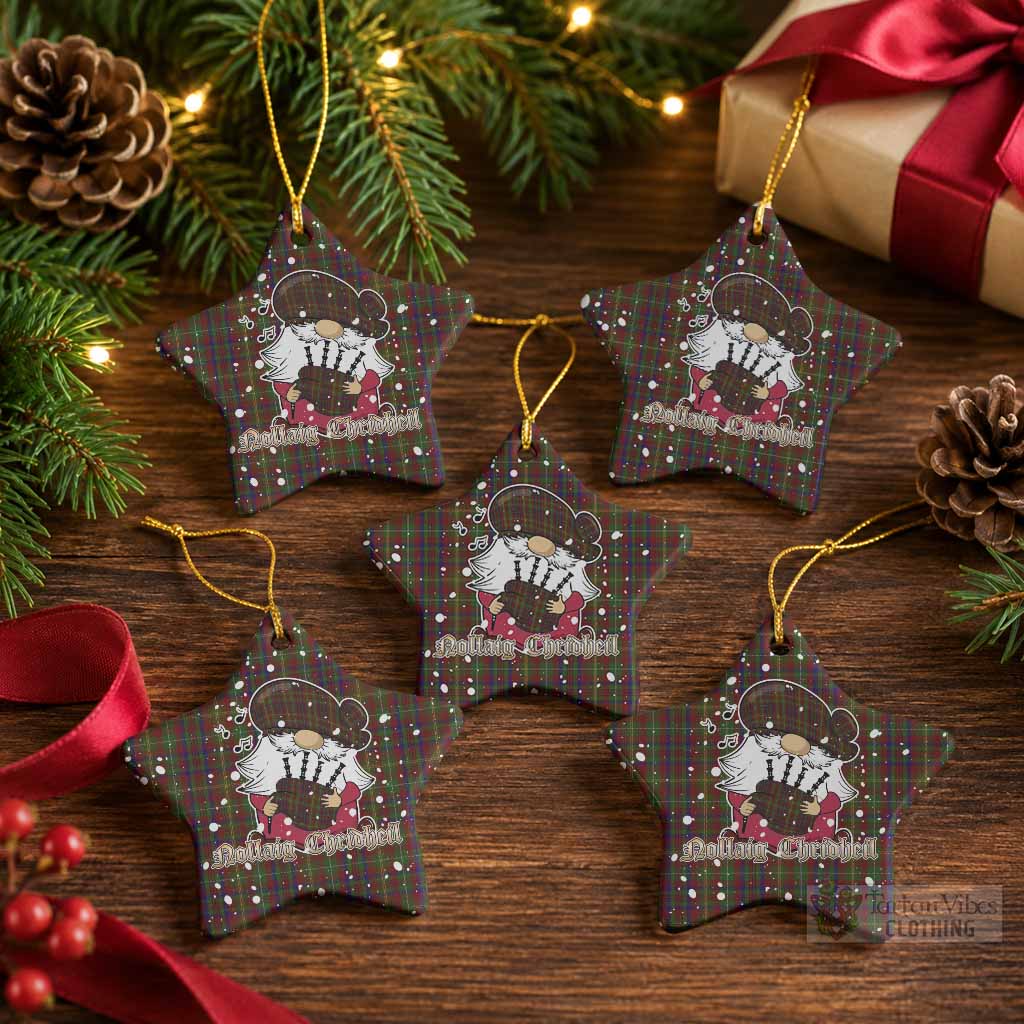 MacMaster (McMaster) Tartan Ceramic Star Ornament Gnome Bagpiper - Chistmas Tree Decor