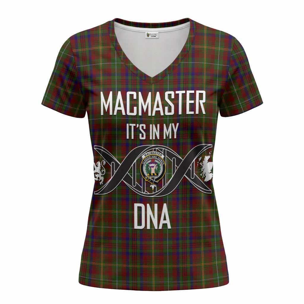 MacMaster (McMaster) Tartan Clan Crest DNA Women T shirt Women V-Neck - Tartan Vibes Clothing