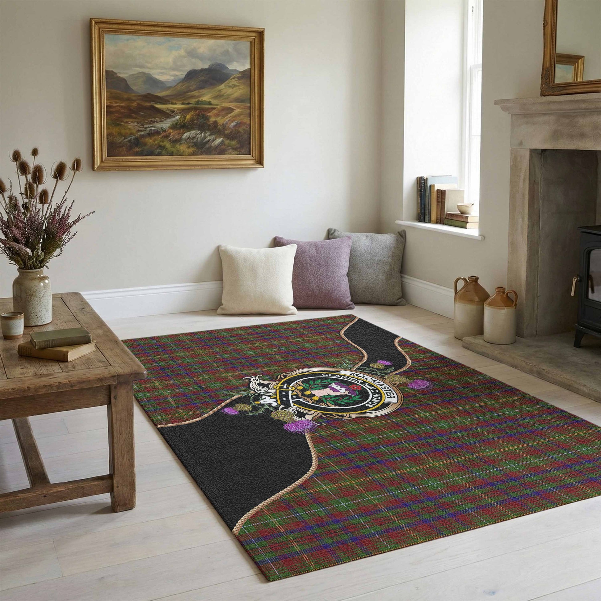 MacMaster (McMaster) Tartan Crest Area Rug Scottish Thistle Spirit M 48*72 inch (122*183 cm) - Tartan Vibes Clothing