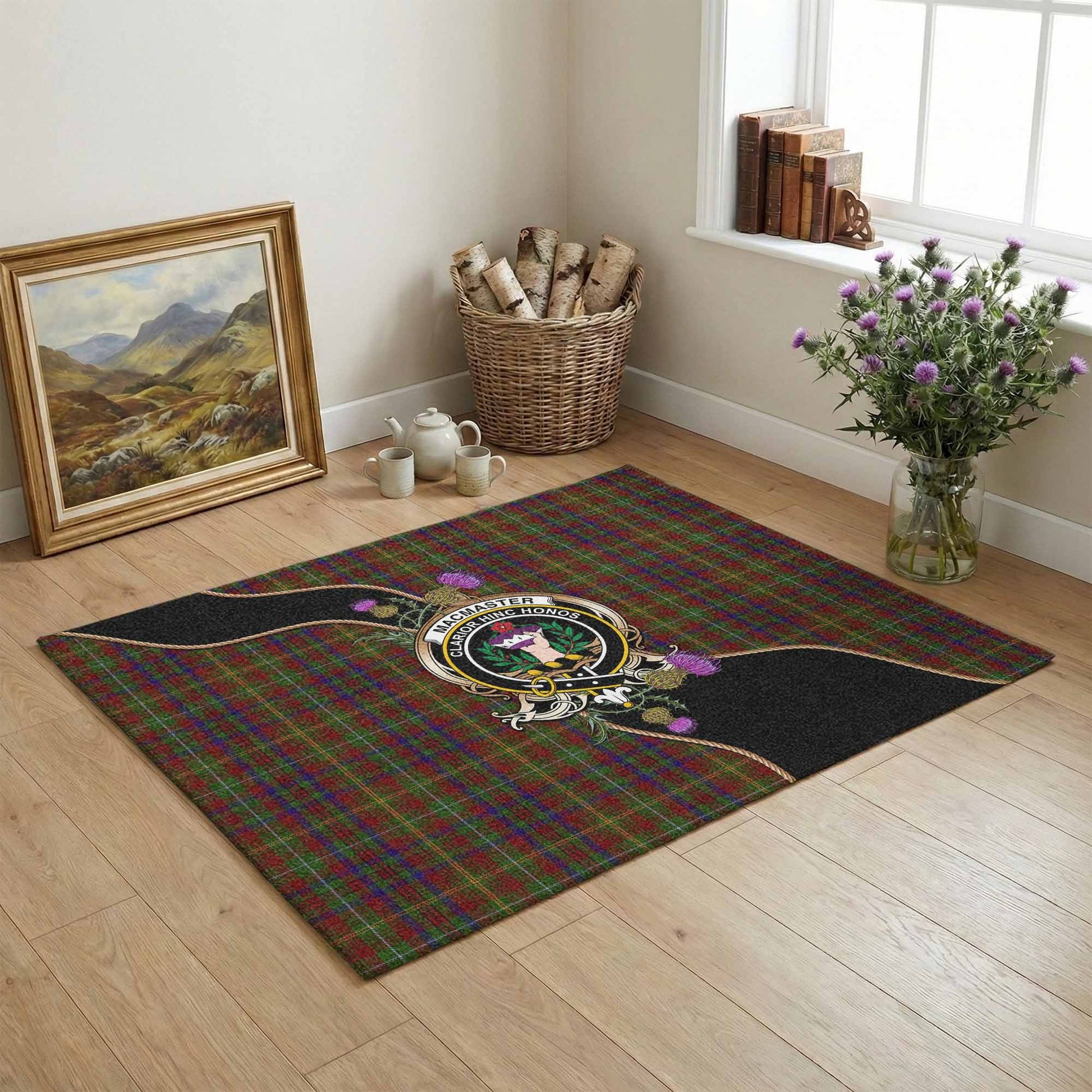 MacMaster (McMaster) Tartan Crest Area Rug Scottish Thistle Spirit - Tartan Vibes Clothing