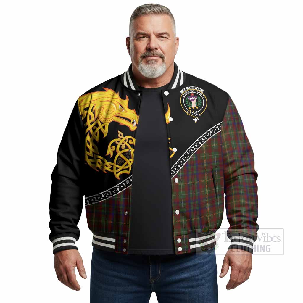 MacMaster (McMaster) Tartan Crest Baseball Jacket Legendary Dragon Knot Half Style - Tartan Vibes Clothing