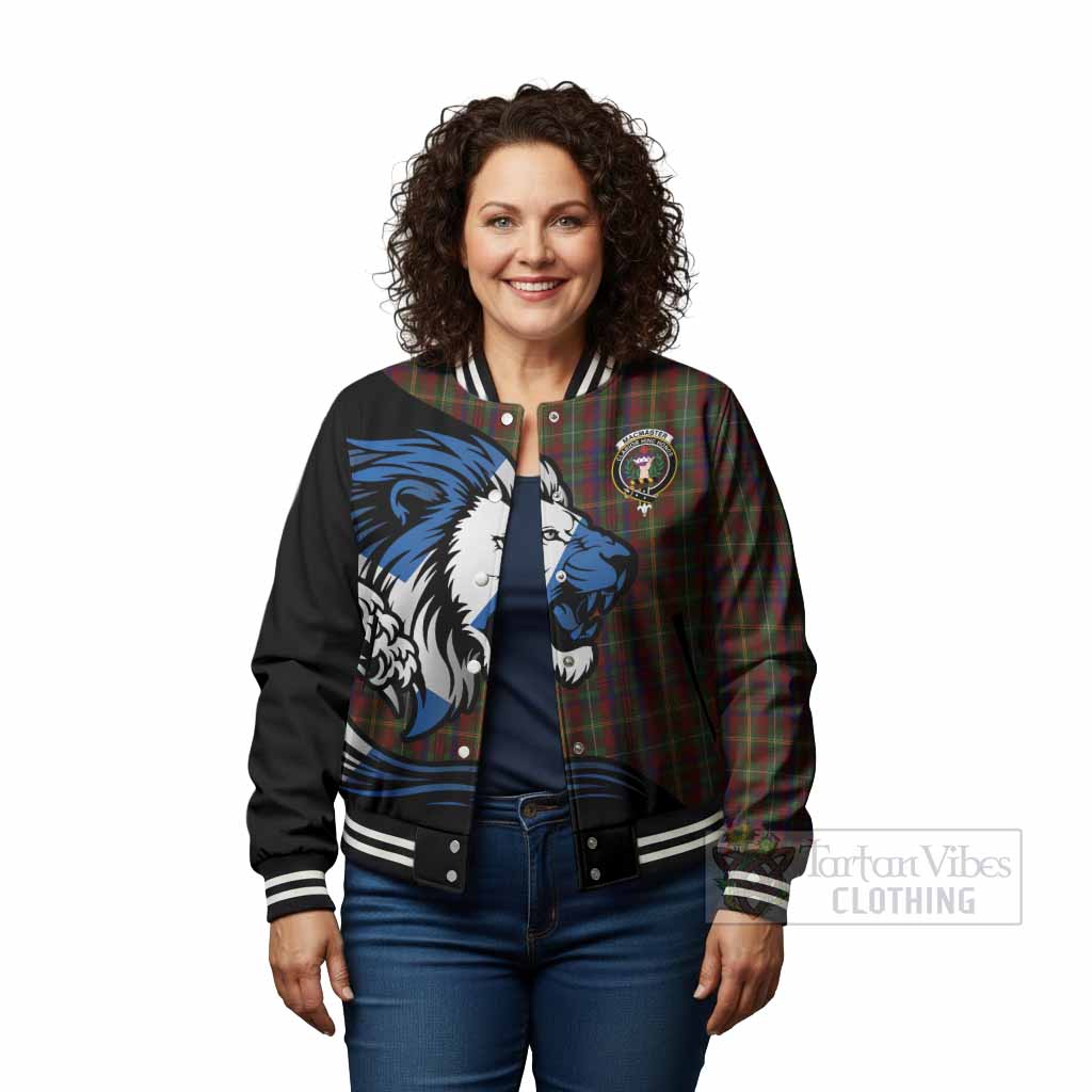 MacMaster (McMaster) Tartan Crest Baseball Jacket Scottish Golden Lions Wave Flow - Tartan Vibes Clothing