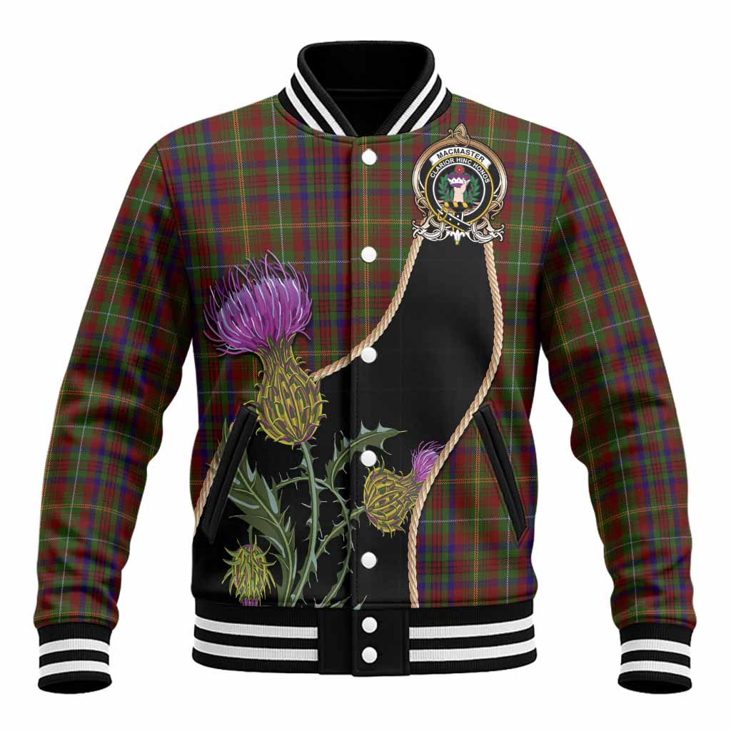 MacMaster (McMaster) Tartan Crest Baseball Jacket Scottish Thistle Spirit Unisex - Tartan Vibes Clothing