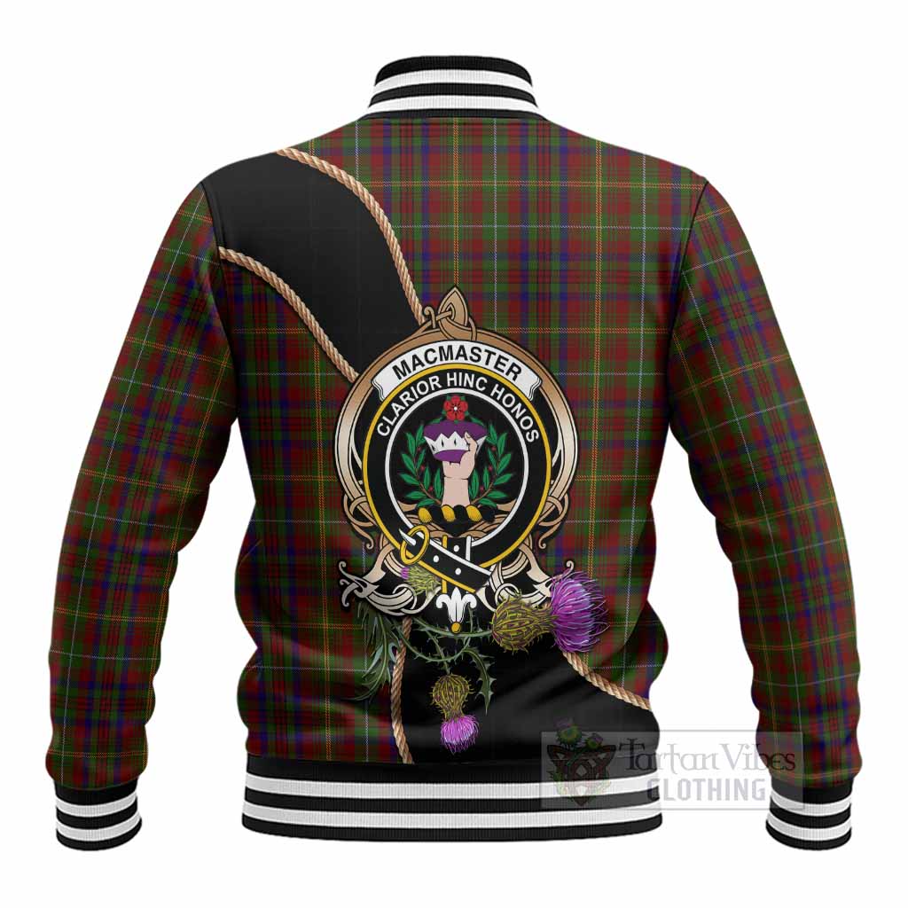 MacMaster (McMaster) Tartan Crest Baseball Jacket Scottish Thistle Spirit - Tartan Vibes Clothing