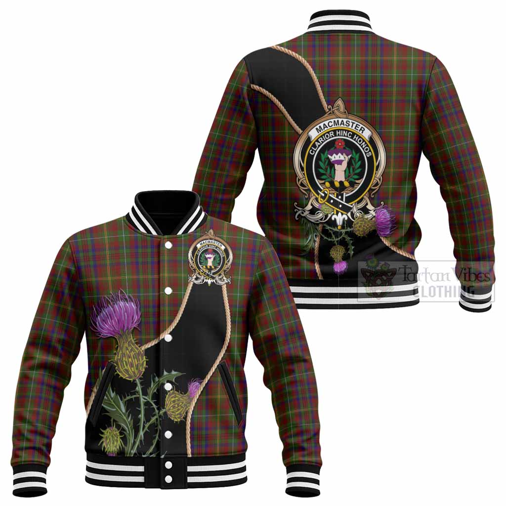 MacMaster (McMaster) Tartan Crest Baseball Jacket Scottish Thistle Spirit - Tartan Vibes Clothing
