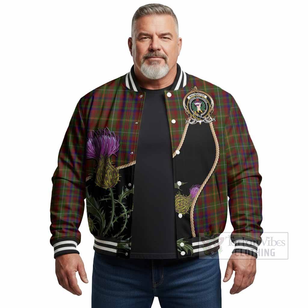 MacMaster (McMaster) Tartan Crest Baseball Jacket Scottish Thistle Spirit - Tartan Vibes Clothing