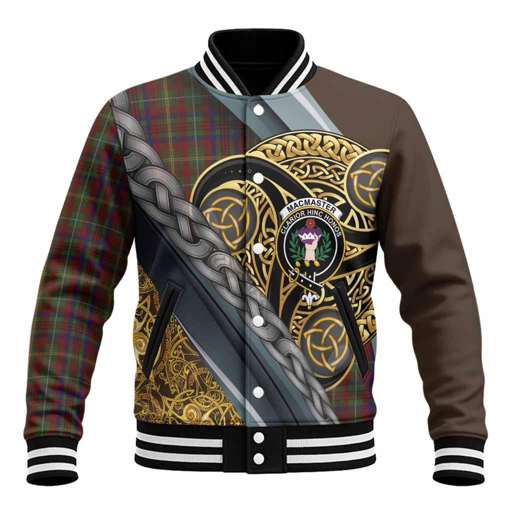 MacMaster (McMaster) Tartan Crest Baseball Jacket Scottish Triskele Celtic Unisex - Tartan Vibes Clothing