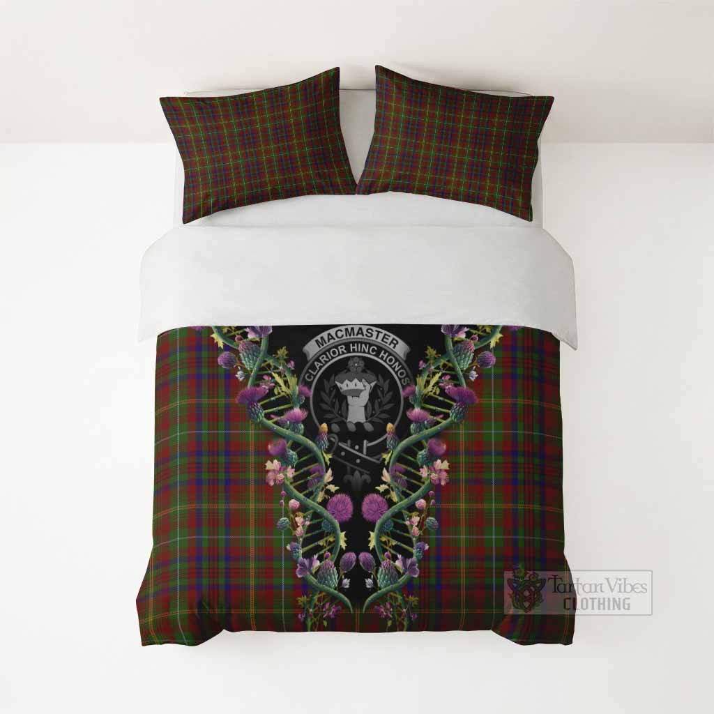 MacMaster (McMaster) Tartan Crest Bedding Set Scottish Heritage Thistle DNA