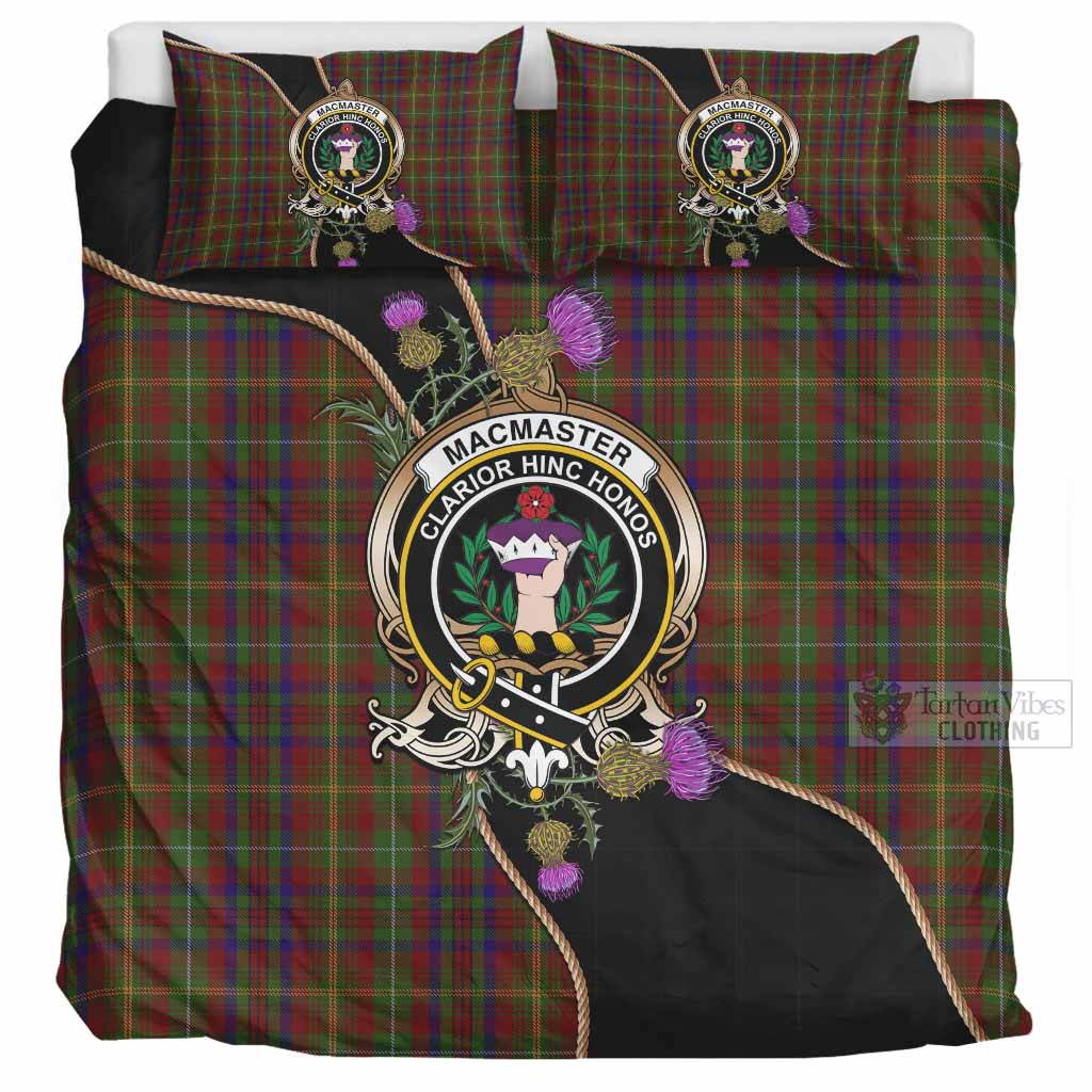 MacMaster (McMaster) Tartan Crest Bedding Set Scottish Thistle Spirit UK Bedding Set UK Super King 104*94 inch - Tartan Vibes Clothing