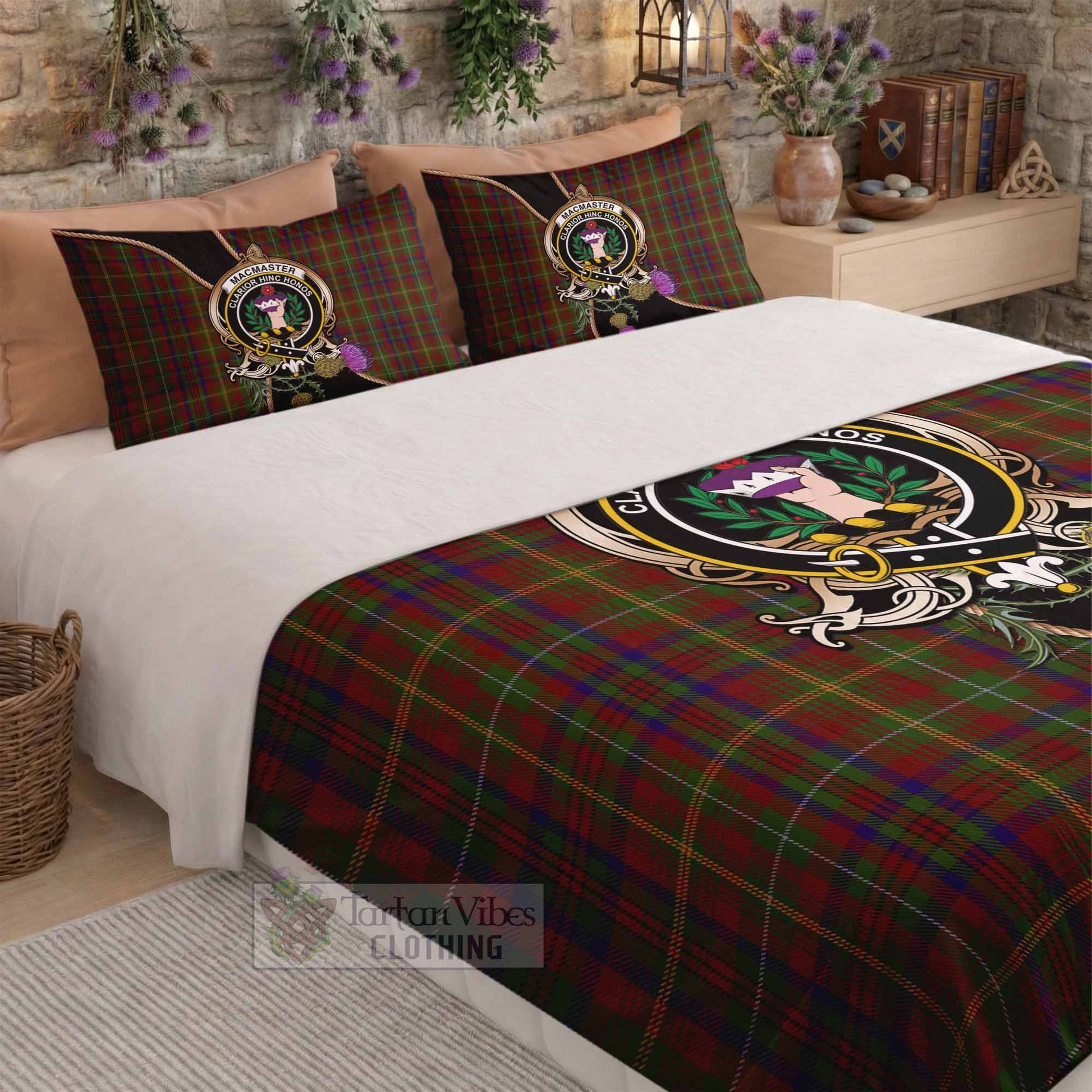 MacMaster (McMaster) Tartan Crest Bedding Set Scottish Thistle Spirit - Tartan Vibes Clothing
