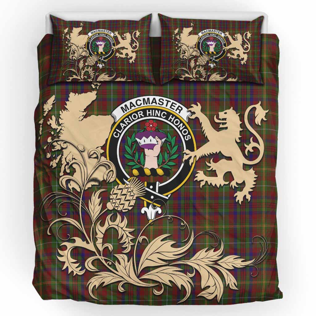 MacMaster (McMaster) Tartan Crest Bedding Set with Scottish Iconic Symbols UK Bedding Set UK King 91*87 inch - Tartan Vibes Clothing