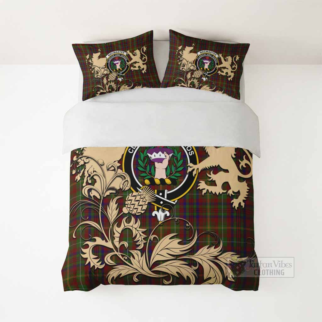MacMaster (McMaster) Tartan Crest Bedding Set with Scottish Iconic Symbols - Tartan Vibes Clothing