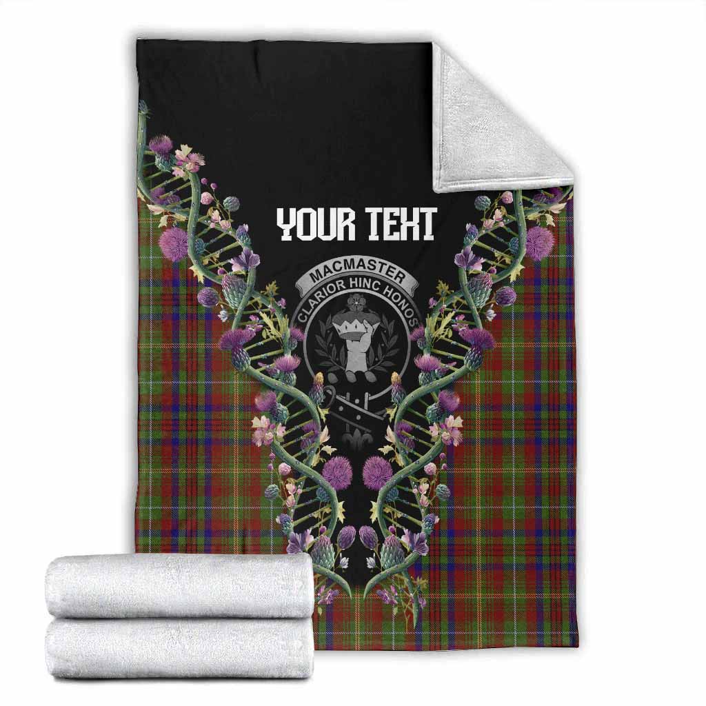 MacMaster (McMaster) Tartan Crest Blanket Scottish Heritage Thistle DNA