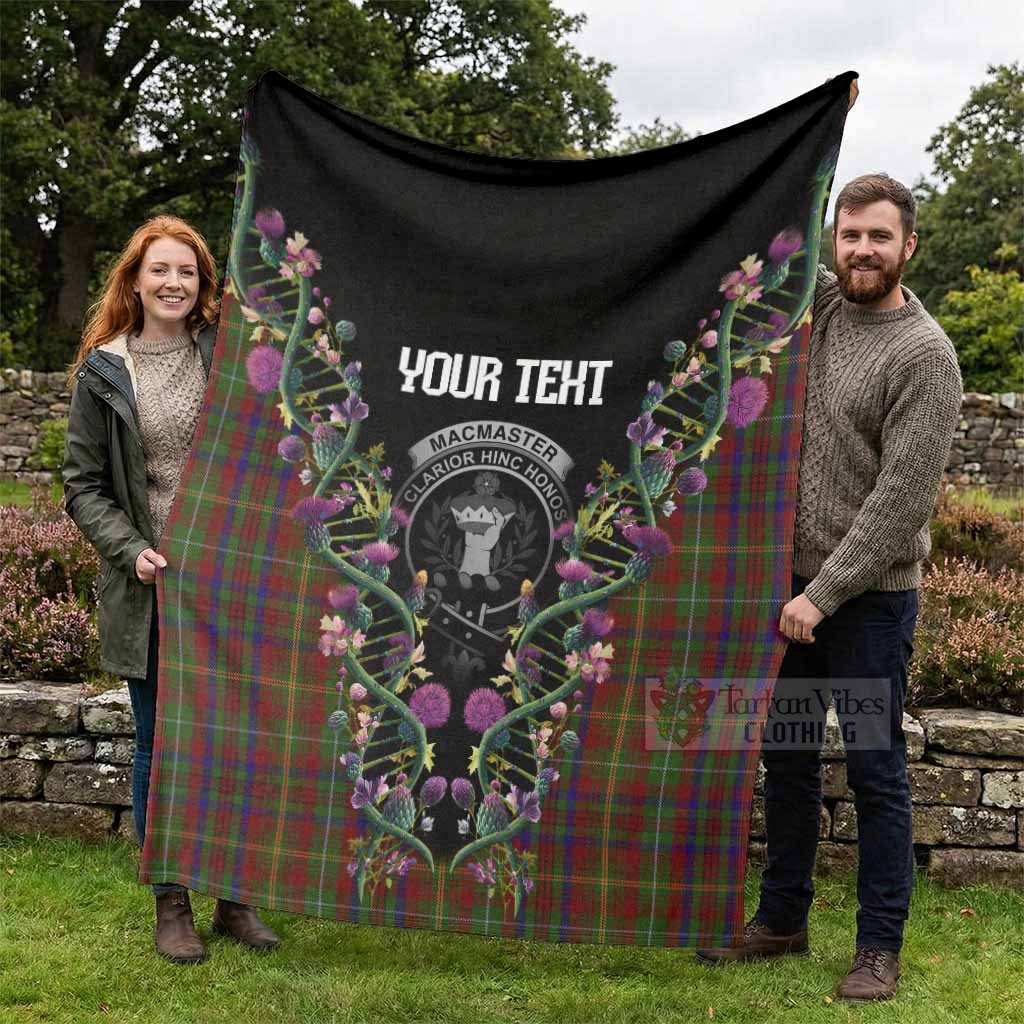 MacMaster (McMaster) Tartan Crest Blanket Scottish Heritage Thistle DNA