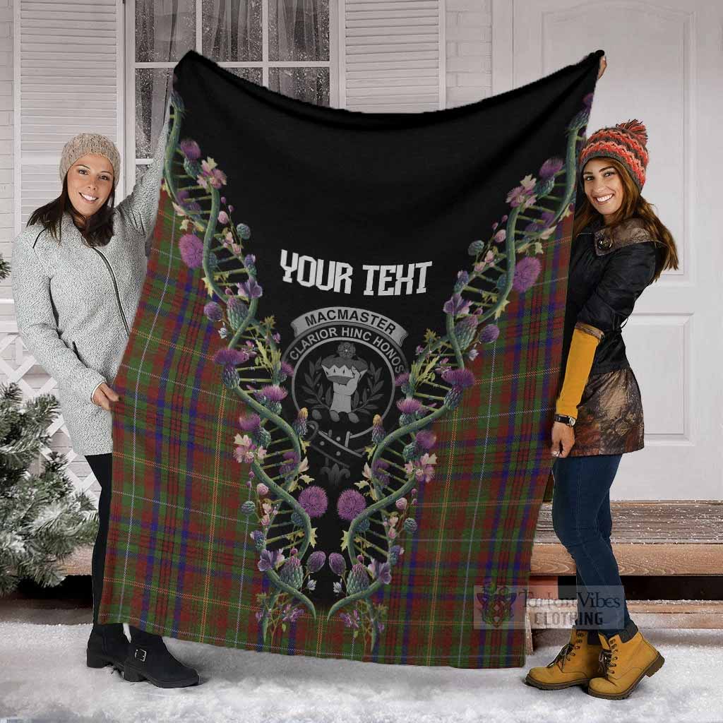 MacMaster (McMaster) Tartan Crest Blanket Scottish Heritage Thistle DNA