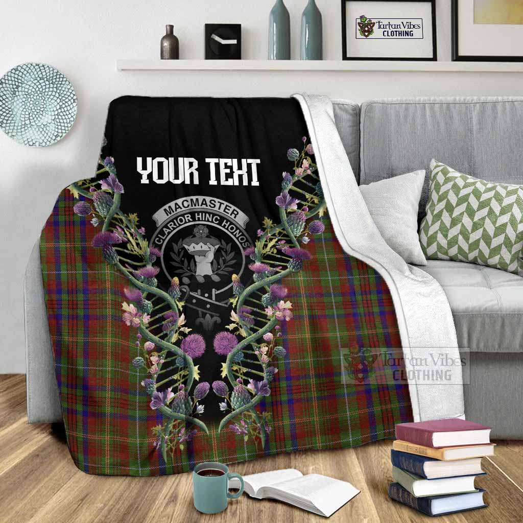 MacMaster (McMaster) Tartan Crest Blanket Scottish Heritage Thistle DNA