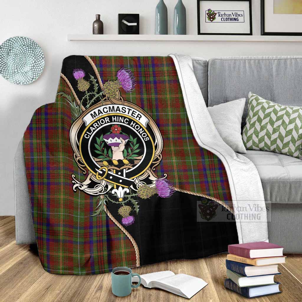 MacMaster (McMaster) Tartan Crest Blanket Scottish Thistle Spirit - Tartan Vibes Clothing