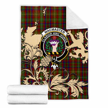 MacMaster (McMaster) Tartan Crest Blanket with Scottish Iconic Symbols X-Large 59 x 79 inches 150 x 200 cm - Tartan Vibes Clothing