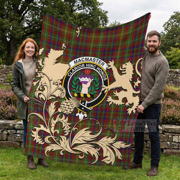 MacMaster (McMaster) Tartan Crest Blanket with Scottish Iconic Symbols - Tartan Vibes Clothing