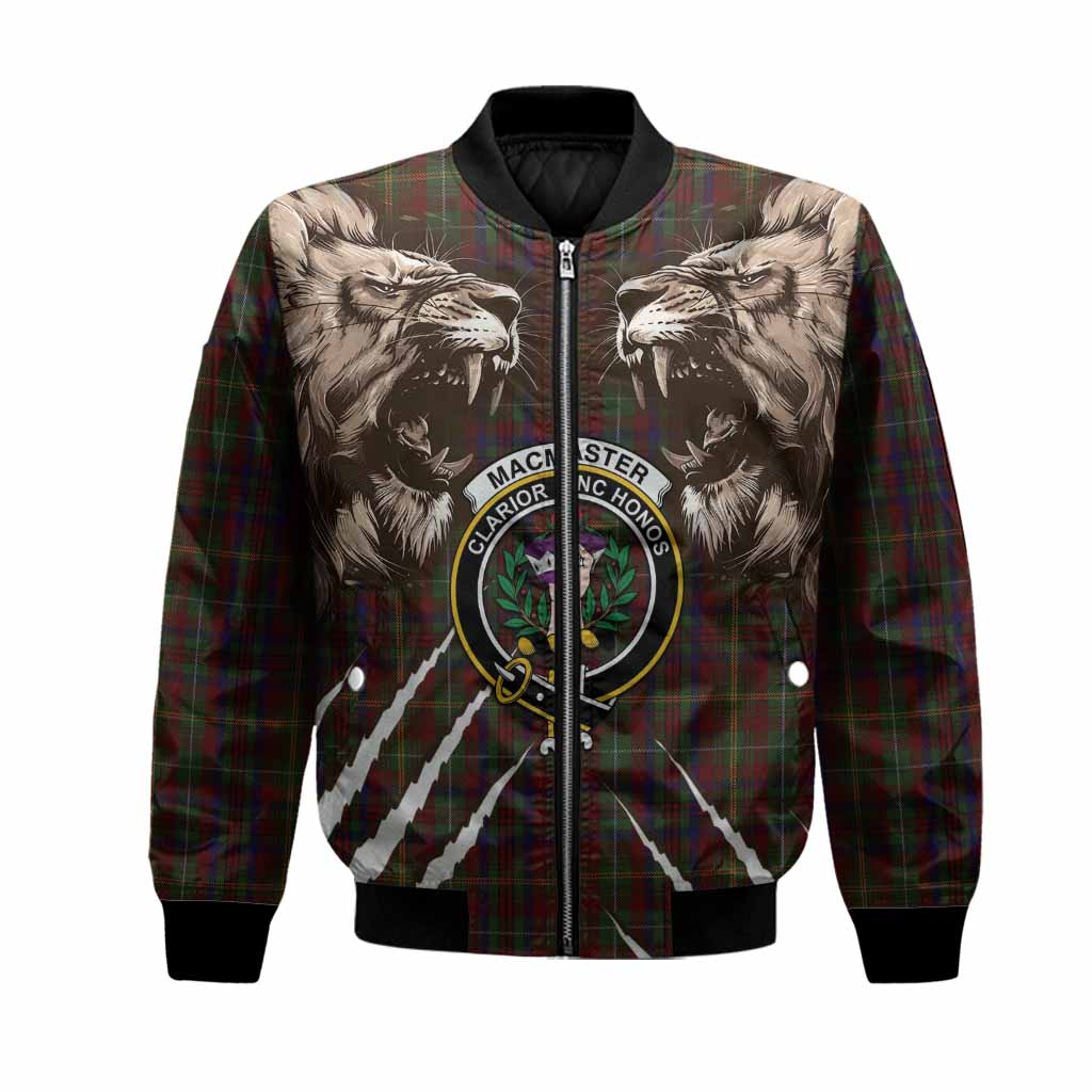 MacMaster (McMaster) Tartan Crest Bomber Jacket Ferocious Lion Style