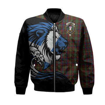 MacMaster (McMaster) Tartan Crest Bomber Jacket Scottish Golden Lions Wave Flow