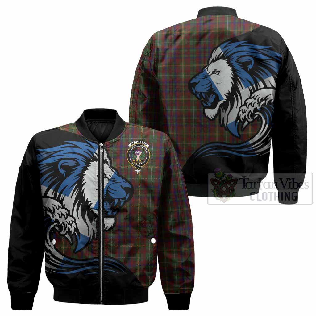 MacMaster (McMaster) Tartan Crest Bomber Jacket Scottish Golden Lions Wave Flow - Tartan Vibes Clothing