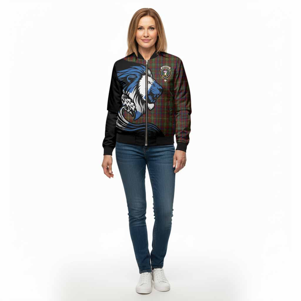 MacMaster (McMaster) Tartan Crest Bomber Jacket Scottish Golden Lions Wave Flow - Tartan Vibes Clothing
