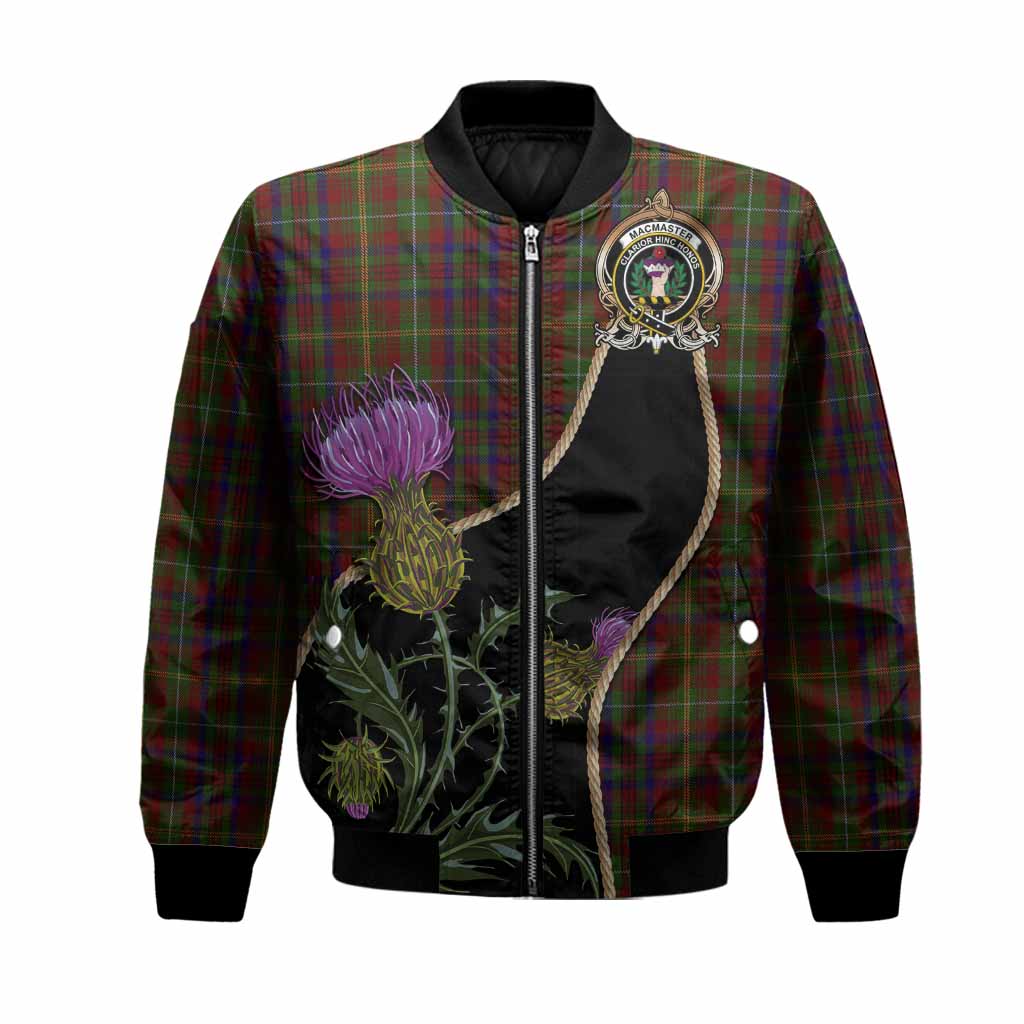 MacMaster (McMaster) Tartan Crest Bomber Jacket Scottish Thistle Spirit
