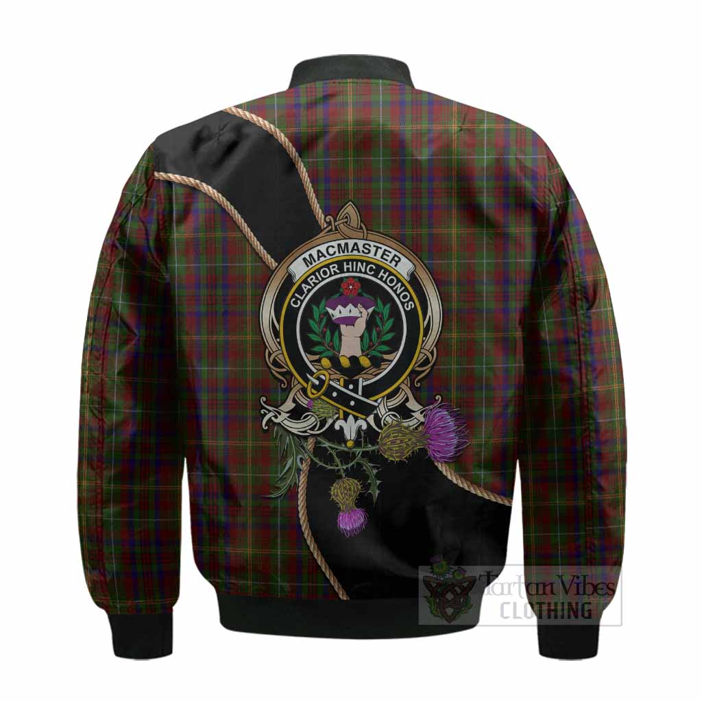 MacMaster (McMaster) Tartan Crest Bomber Jacket Scottish Thistle Spirit