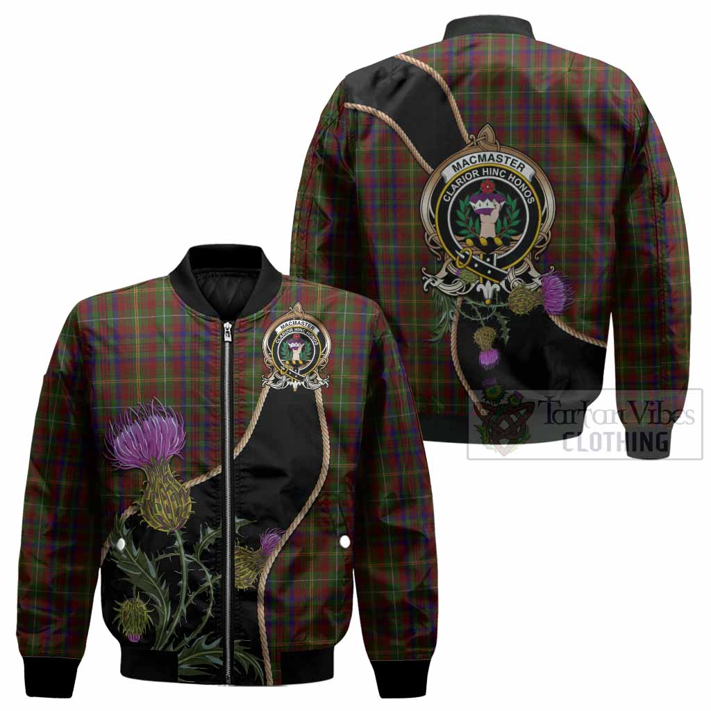 MacMaster (McMaster) Tartan Crest Bomber Jacket Scottish Thistle Spirit