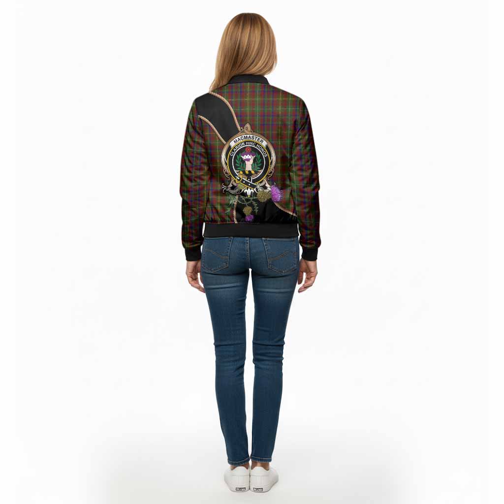 MacMaster (McMaster) Tartan Crest Bomber Jacket Scottish Thistle Spirit