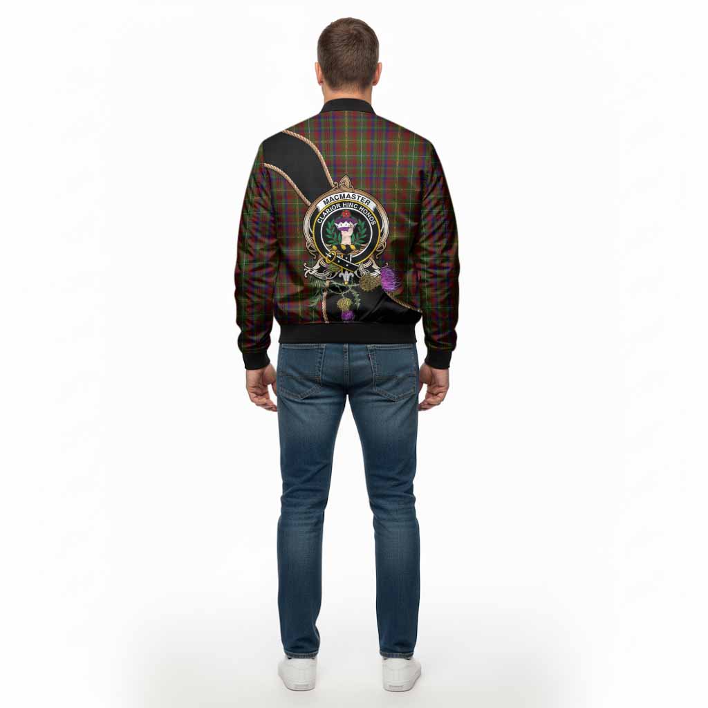 MacMaster (McMaster) Tartan Crest Bomber Jacket Scottish Thistle Spirit