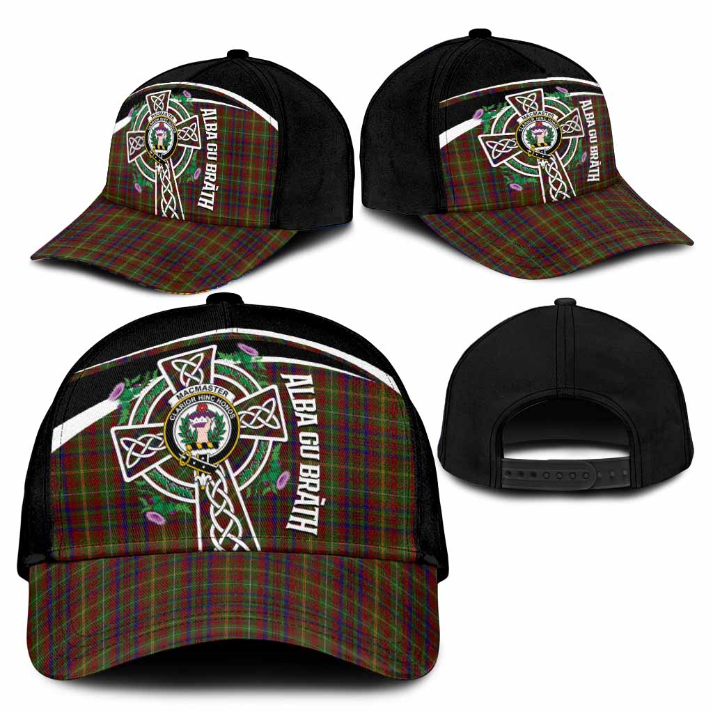 MacMaster (McMaster) Tartan Crest Classic Cap Scottish Thistle Celtic Cross Alba Gu Brath - Tartan Vibes Clothing