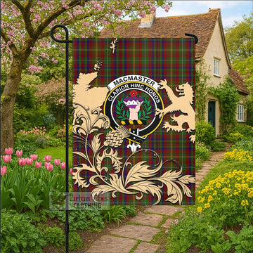MacMaster (McMaster) Tartan Crest Garden Flag with Scottish Iconic Symbols - Tartan Vibes Clothing