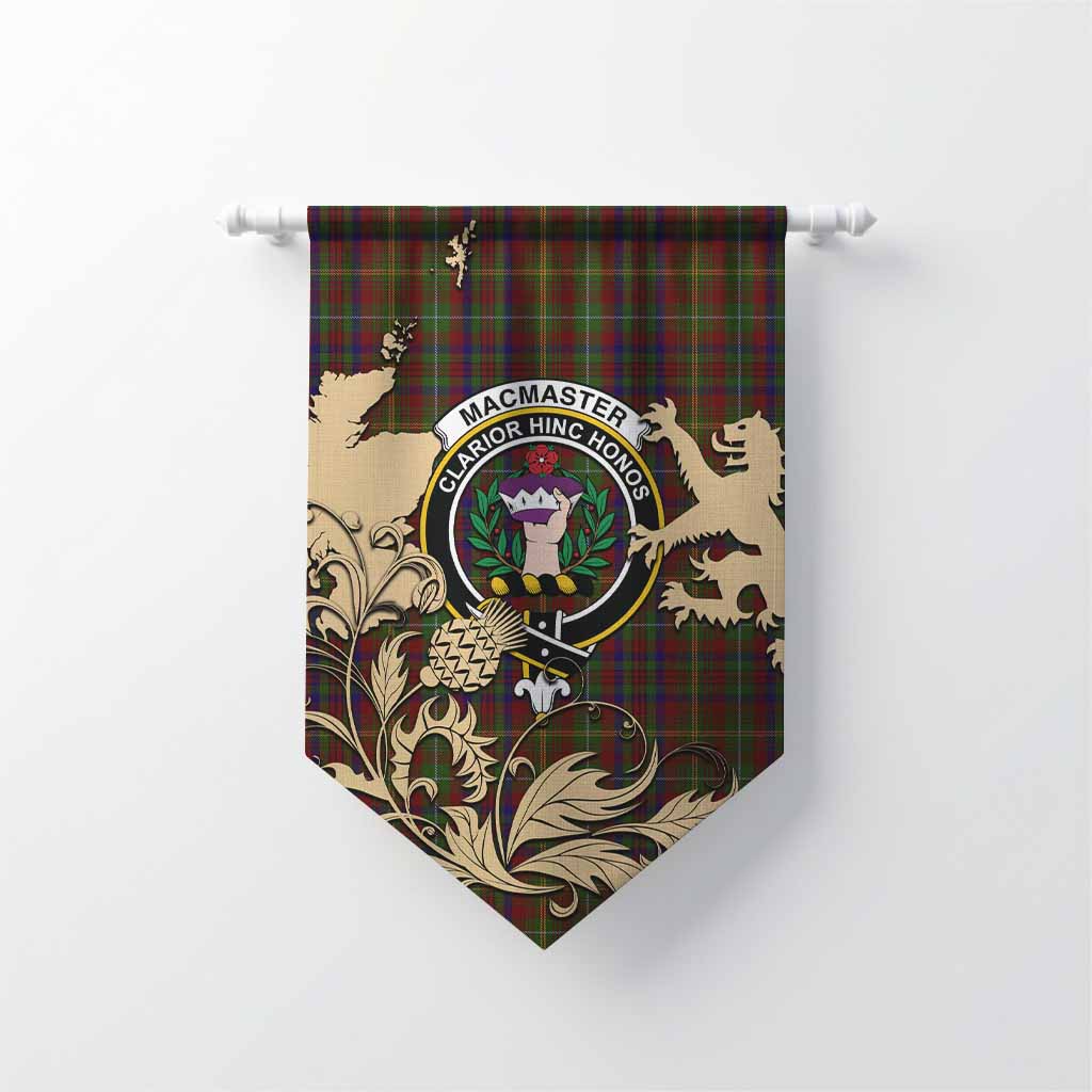 MacMaster (McMaster) Tartan Crest Gonfalon with Scottish Iconic Symbols Chevron - Tartan Vibes Clothing