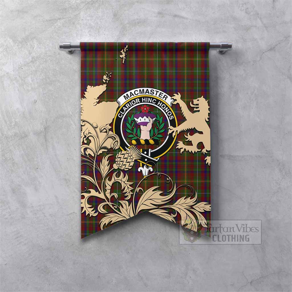MacMaster (McMaster) Tartan Crest Gonfalon with Scottish Iconic Symbols Fishtail - Tartan Vibes Clothing