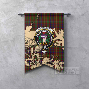 MacMaster (McMaster) Tartan Crest Gonfalon with Scottish Iconic Symbols Fishtail - Tartan Vibes Clothing