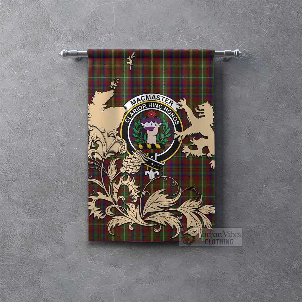 MacMaster (McMaster) Tartan Crest Gonfalon with Scottish Iconic Symbols Rectangle - Tartan Vibes Clothing