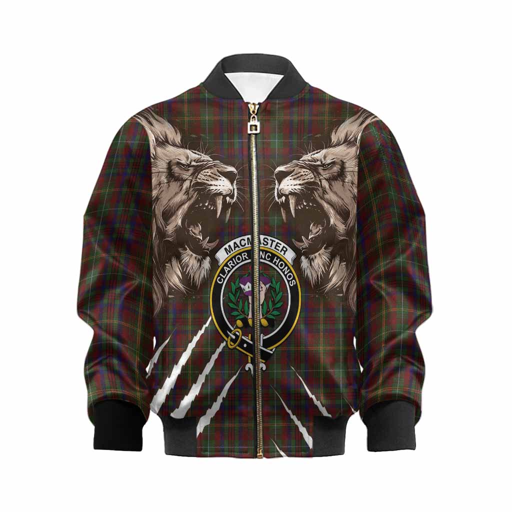MacMaster (McMaster) Tartan Crest Kid Bomber Jacket Ferocious Lion Style Kid XS - Tartan Vibes Clothing
