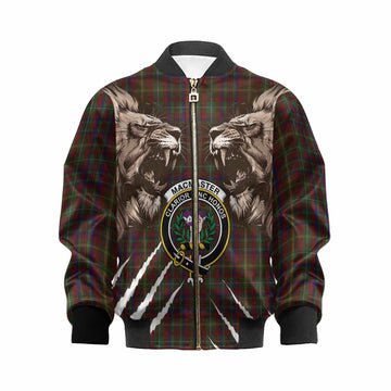 MacMaster (McMaster) Tartan Crest Kid Bomber Jacket Ferocious Lion Style